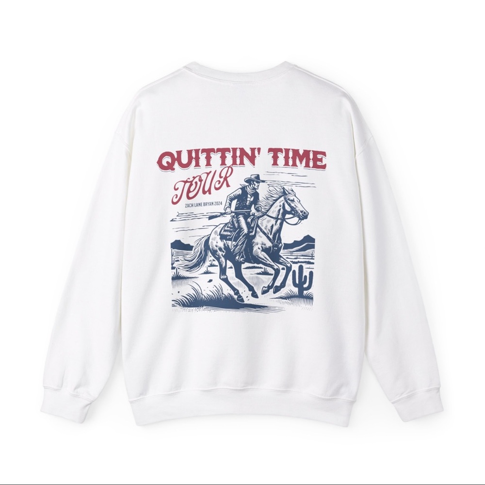 NWT! Zach Bryan The Quittin' Time Tour Crewneck Sweatshirt Merch - Picture 7 of 7